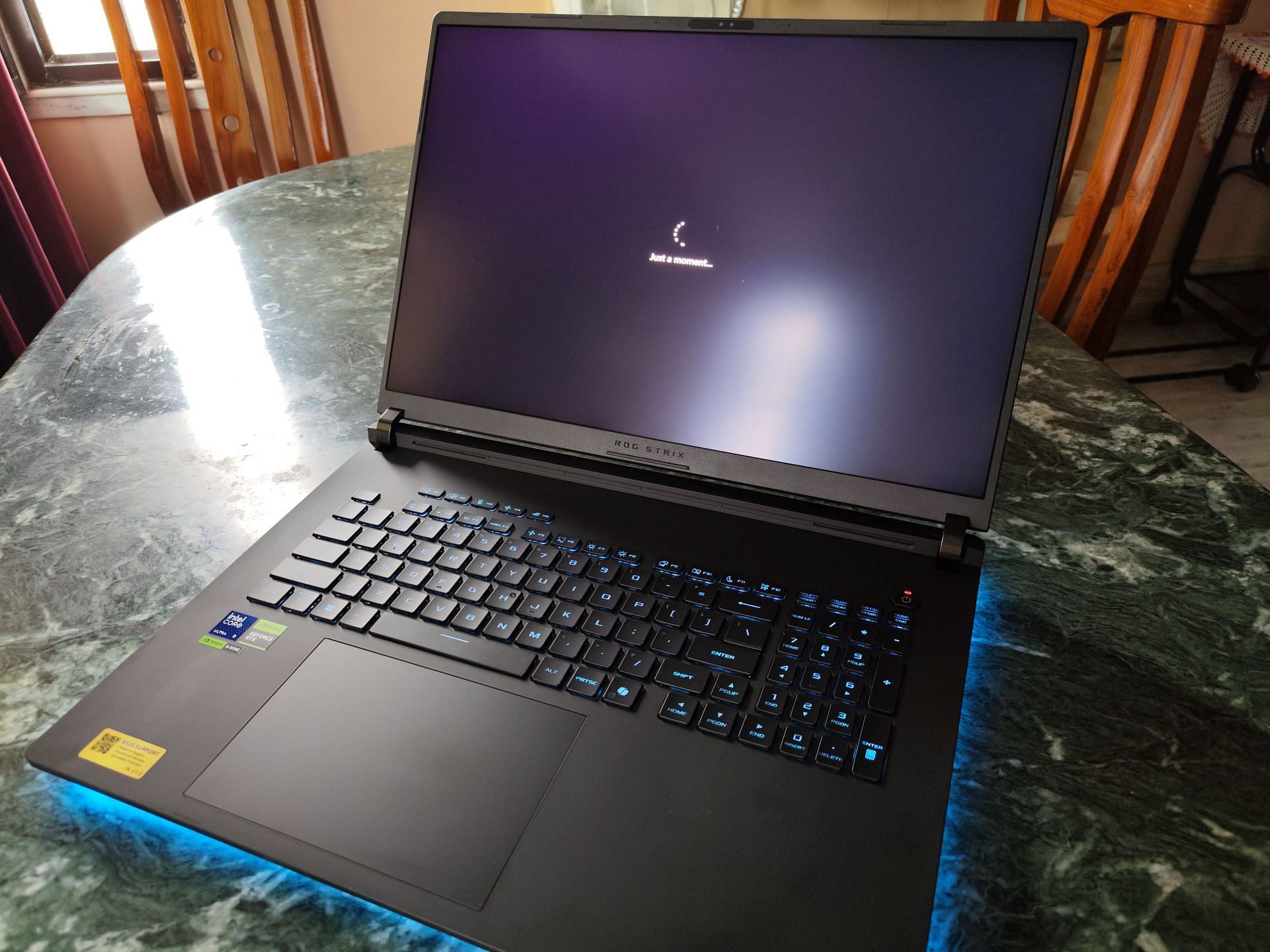 The keyboard and touchpad of the Scar 18 leave something to be desired for a top-tier machine (Image via Sportskeeda)